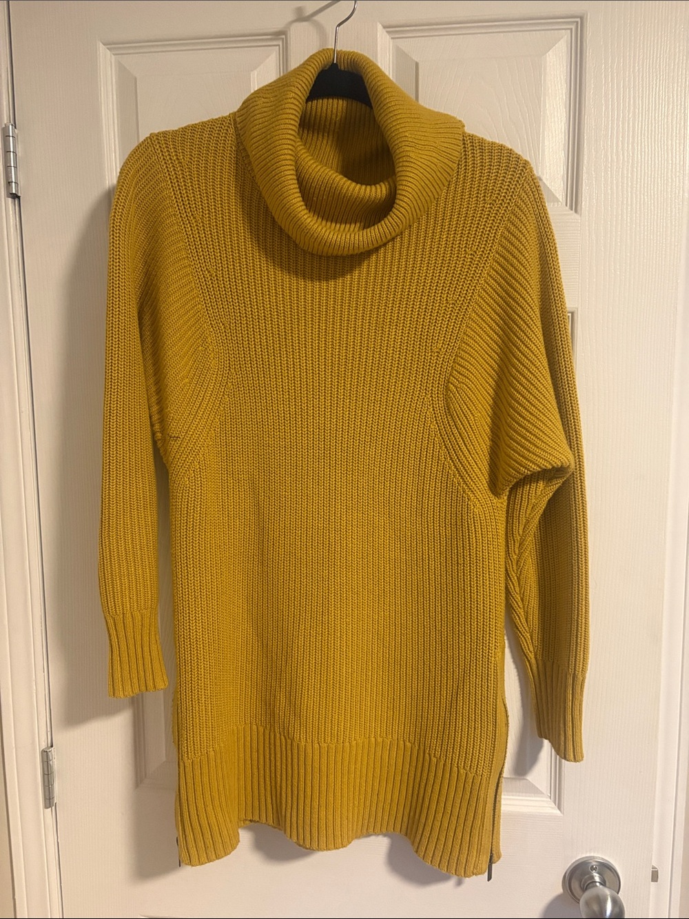 Turtleneck Ribbed Knit Sweater - Mustard